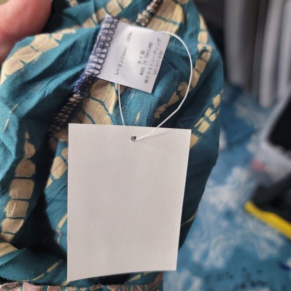 Hand dyed Boho Sleeveless Romper and Long sleeve Duster Set Green/Cream One-Size - Picture 6 of 8